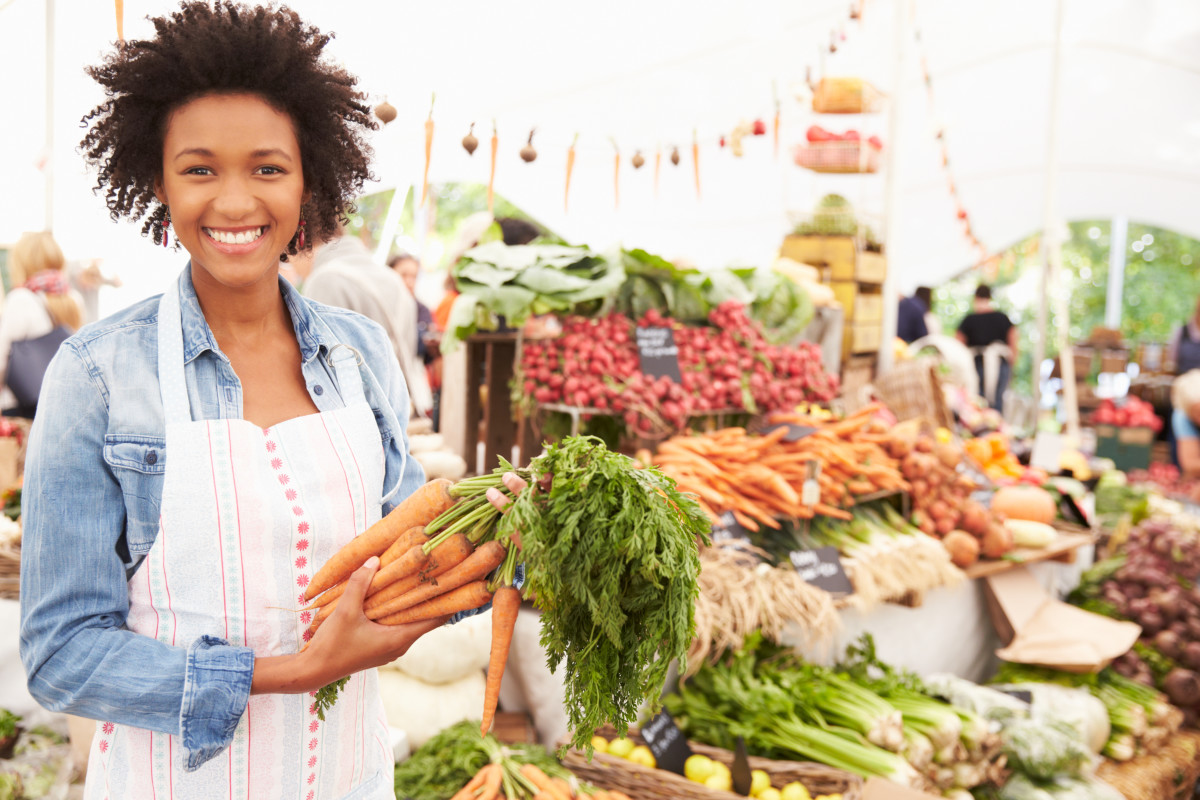 Woman Running Farmers Market